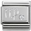 Virgo Symbol with CZ Silver Nomination Charm
