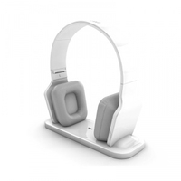 BeeWi BBH300 Bluetooth Stereo Headphones with Hi-Fi Docking Station - White