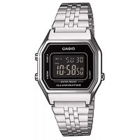 Casio Ladies Digital Watch Black Face - Silver