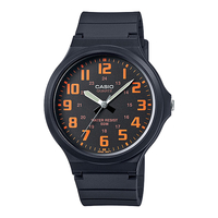 Casio Mens Analogue Watch with Resin Strap - Black/Orange (MW240-1BVEF)