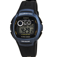 Casio Mens Digital Resin Strap Watch - Black (W210-1BVES)