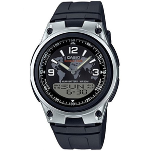 Casio Mens Quartz Watch with Digital & Analogue Display and Black Resin Strap