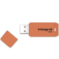 Integral 128GB Neon USB Flash Drive - 12MB/s - Orange