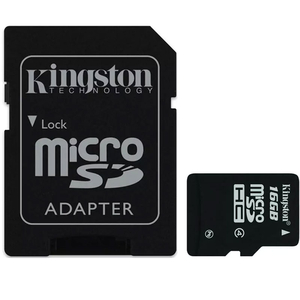 Kingston 16GB Micro SD Card (SDHC) + Adapter - 8MB/s