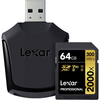 Lexar 64GB 2000X Professional SD Card (SDXC) UHS-II U3 + Card Reader - 300MB/s