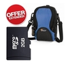 Memory2Go 2GB Micro SD Card & Lowepro Apex 5AW Camera Case - Artic Blue