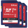 MyMemory 64GB V30 PRO SD Card (SDXC) UHS-1 U3 - 3 Pack - 100MB/s