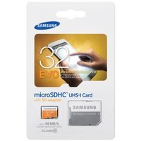 Samsung 32GB EVO Micro SDHC UHS-I U1 Class 10 Memory Card with Adapter - 48 MB/s