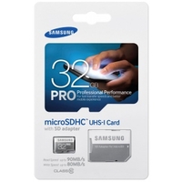 Samsung 32GB PRO Micro SDHC UHS-I Class 10 Card with SD Adapter - 90MB/s