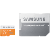 Samsung 64GB EVO Micro SD Card (SDXC) + USB Adapter - 48MB/s