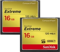 SanDisk 16GB Extreme Compact Flash Card - 120MB/s - 2 Pack