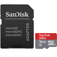 SanDisk 16GB Ultra Micro SD Card (SDHC) + Adapter - 80MB/s (C)