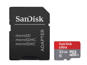 Sandisk 32GB Ultra Android Micro SD (SDHC) Card + Adapter - 48MB/s