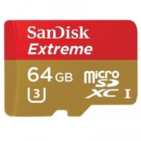 Sandisk 64GB Extreme Micro SD (SDXC) Card + Adapter 90MB/s Class 10 UHS-I U3