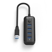 SHARKK USB 3.0 4-Port Compact Hub 5Gbps Transfer Rate with a Built-in 12 USB 3.0 Cable