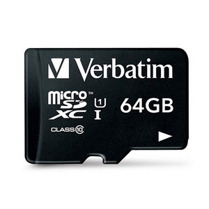 Verbatim 64GB Micro SD Card (SDXC) + Adapter - 10MB/s