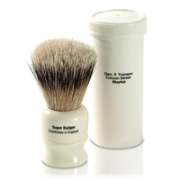 Super Badger Shaving Brush with Simulated Ivory Case