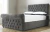 Spring Upholstered Chesterfield Scroll Sleigh Bed Frame