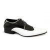 ALONSO Mens Pointed Smart Brogue Shoes Black & White