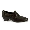 ALVEZ Mens Soft Leather Reptile Cuban Heel Shoes Dark Brown
