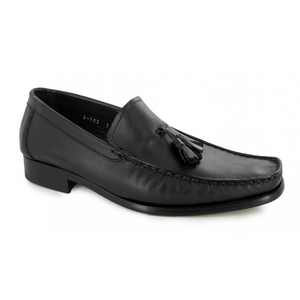 ARNOLD Mens Soft Leather Tassel Loafers Black