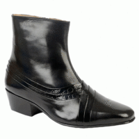 ARTURO Mens Cuban Heel Reptile Leather Boots Black