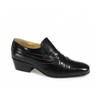 CARLOS Mens Soft Leather Pleated Cuban Heel Shoes Black