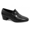 EDUARDO Mens Leather Cuban Heel Slip-On Shoes Black