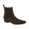 HARLEY Mens Pointed Suede Brogue Chelsea Boots Brown
