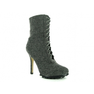 JAY Ladies Herringbone Pattern Stiletto Heel Boots Grey