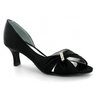 Ladies Low Heel Satin Bridal Shoes Black