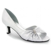 Ladies Low Heel Satin Bridesmaid Shoes Silver