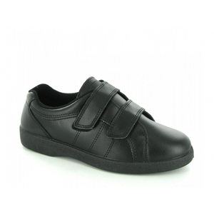 NAPOLI Twin Velcro Fastening Casual Leather Shoes (E Fit) Black