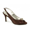 NATASHA Ladies High Heel Satin Slingback Shoes Brown