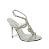NICOLE Womens Mid Heel Diamante Satin Shoes Silver