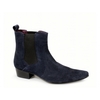 ROMEO Mens Winklepicker Suede Chelsea Boots Navy