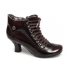 VIVIANNA Ladies Polished Leather Lace-Up Zip Boots Brown