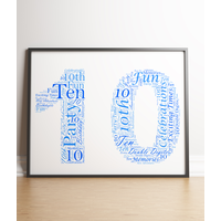 10th Birthday - Anniversary Word Art Gift