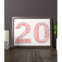 20th Birthday - Anniversary Word Art Gift