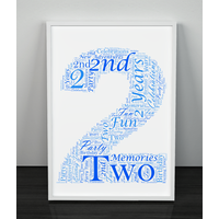2nd Birthday - Anniversary Word Art Gift
