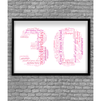 30th Birthday - Anniversary Word Art Gift