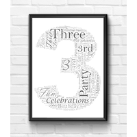 3rd Birthday - Anniversary Word Art Gift