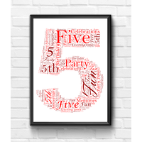 5th Birthday - Anniversary Word Art Gift