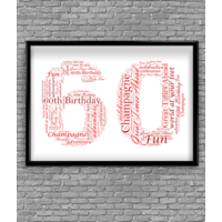 60th Birthday - Anniversary Word Art Gift