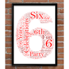 6th Birthday - Anniversary Word Art Gift