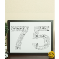 75th Birthday - Anniversary Word Art Gift