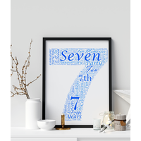 7th Birthday - Anniversary Word Art Gift