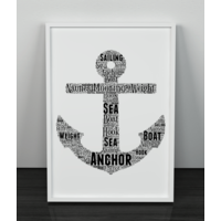Anchor Word Art Print Picture Frame - Personalised Sailor Gift
