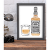 Bourbon Whiskey Bottle and Glass Word Art