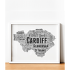 Cardiff County - Personalised Word Art Map